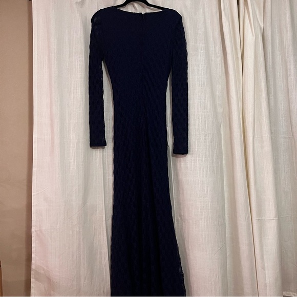 NWT Bardot Adoni Long Sleeve Lace Midi Dress L / US 8 Navy Fitted - Picture 11 of 13